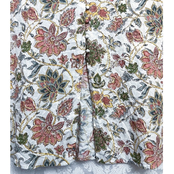 Mango Womens NWT Floral Print V-Neck Buttoned Linen-Blend Midi Dress Size 18 New - Picture 5 of 12